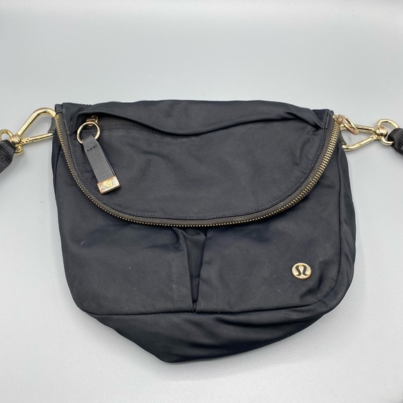 lululemon athletica Handbags - lululemon athletica Black Crossbody Bag with Gold Details